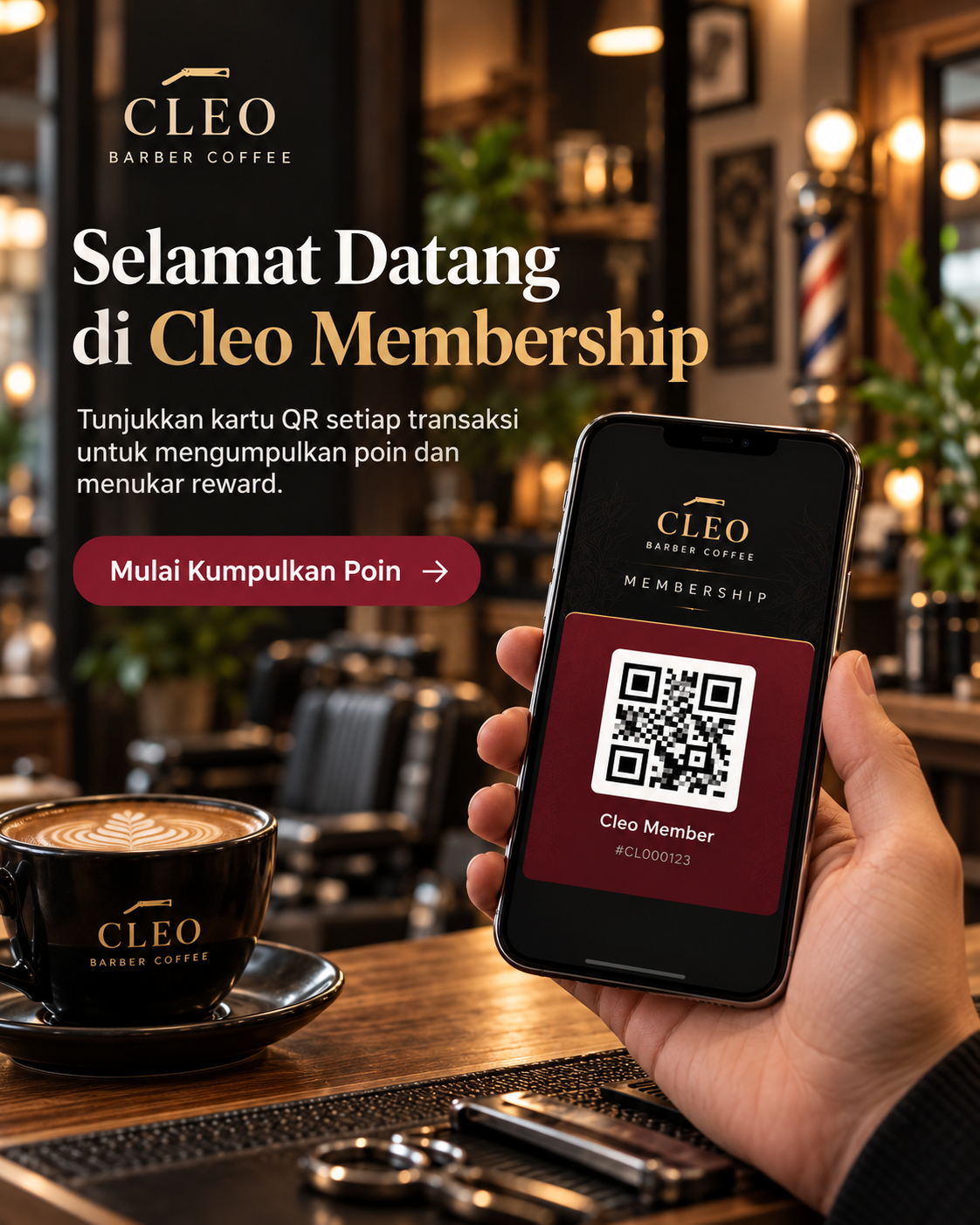 Promo Selamat Datang di Cleo Membership - Cleo Barber Coffee