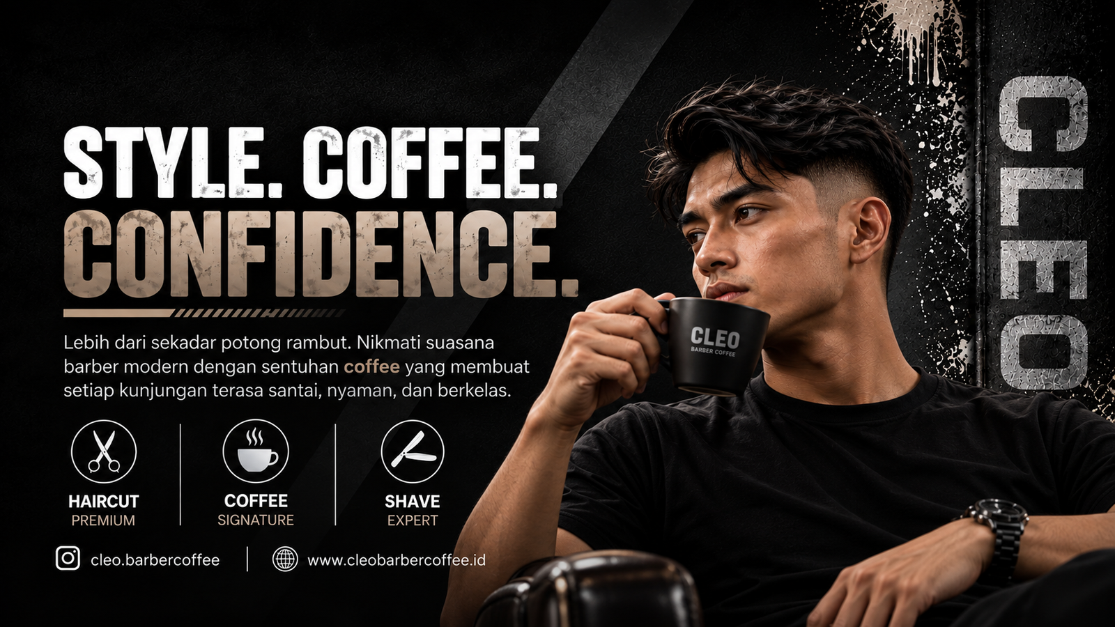 Banner Style, Coffee, Confidence - Cleo Barber Coffee